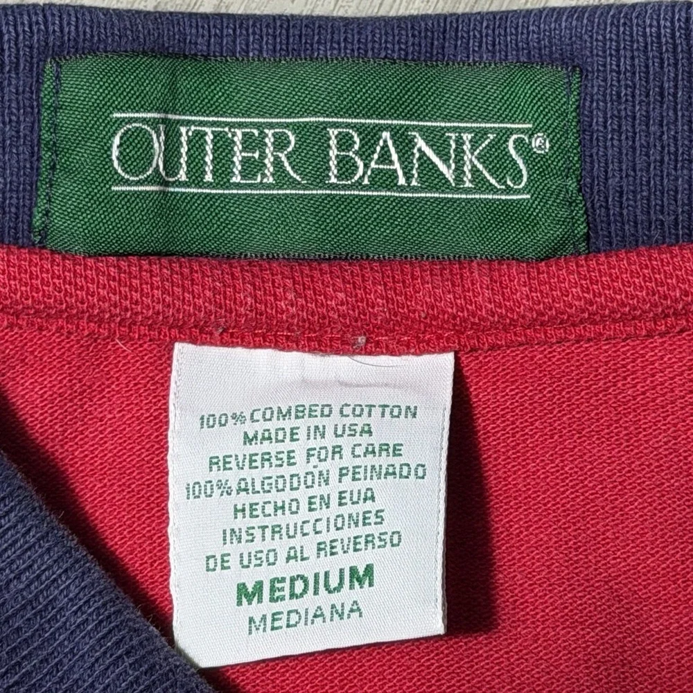 Vintage Outer Banks‎ Grotto Pizza Polo Shirt Mens Medium USA Made Red